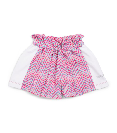 Missoni Kids' Girls Pink & White Cotton Zigzag Shorts