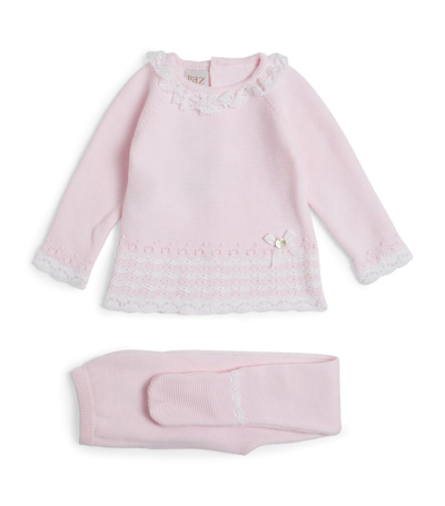Paz Rodriguez Cotton Top And Leggings Set (1-12 Months) In Pink