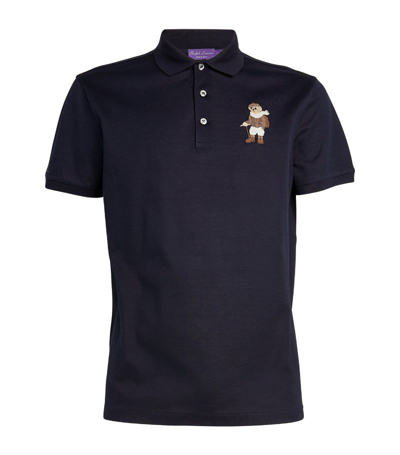 Ralph Lauren Purple Label Custom Slim Fit Polo Bear Polo Shirt In Classic Chairman Navy