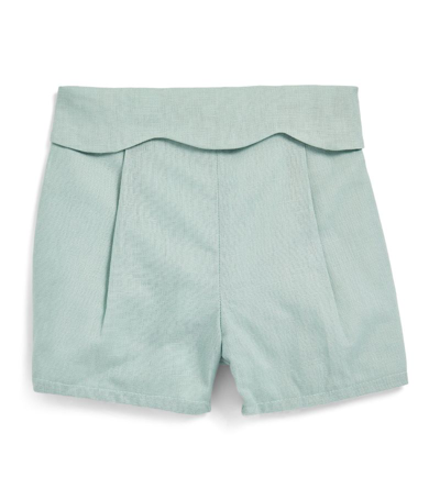Paz Rodriguez Cotton Scalloped Shorts (1-36 Months) In Green