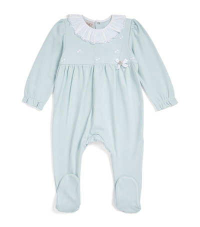 Paz Rodriguez Cotton Embroidered All-in-one (0-12 Months) In Blue