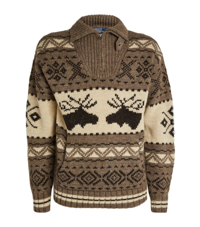 Polo Ralph Lauren Wool Blend Moose Sweater In Brown