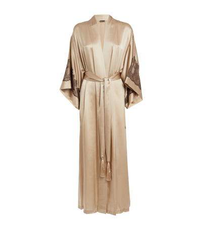 Natori Silk Lolita Dressing Gown In Beige