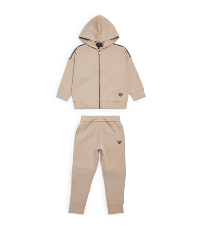 Emporio Armani Kids' Zip-up Hoodie (4-16 Years) In Beige