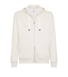 Brunello Cucinelli Cotton Fleece Zip Up Hoodie In Off White