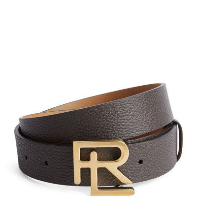 Ralph Lauren Purple Label Pebbled Leather Belt In Brown