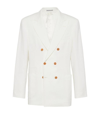 Brunello Cucinelli Linen One-and-a-half-breasted Unconstructed Blazer In White