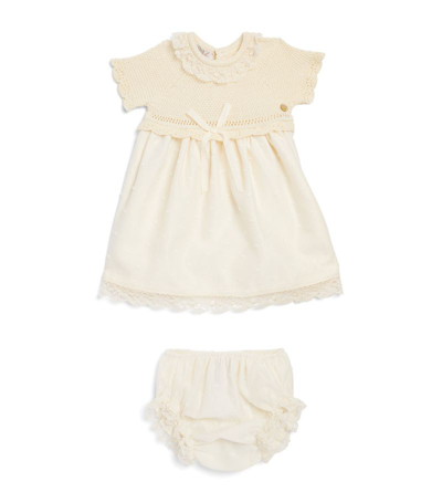 Paz Rodriguez Knitted-top Dress With Bloomers (1-24 Months) In Beige