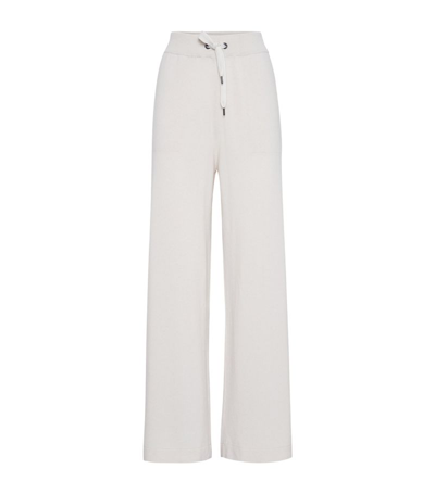 Brunello Cucinelli Virgin Wool, Cashmere And Silk Knit Trousers In White