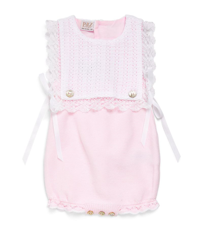 Paz Rodriguez Knitted Bib Playsuit (0-12 Months) In Pink