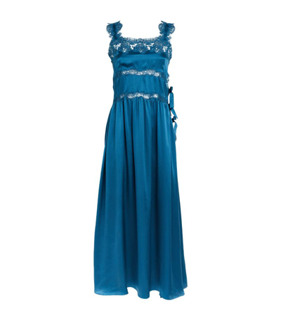 Loretta Caponi Silk Sabina Nightgown In Blue