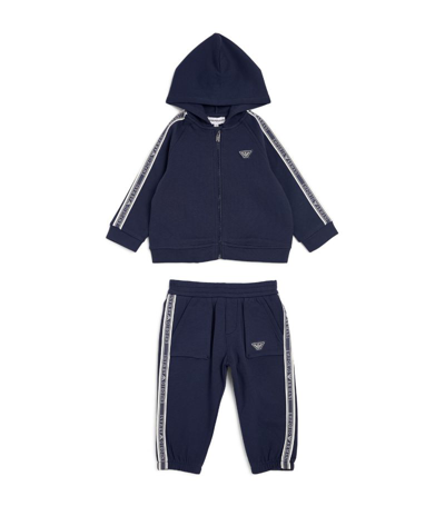 Emporio Armani Logo Tape Hoodie And Sweatpants Set (6-36 Months) In Black