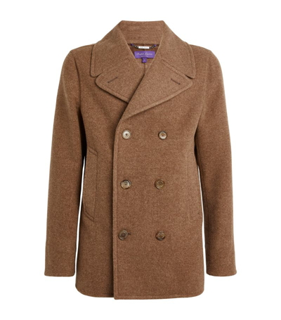 Ralph Lauren Purple Label Wool Peacoat In Brown