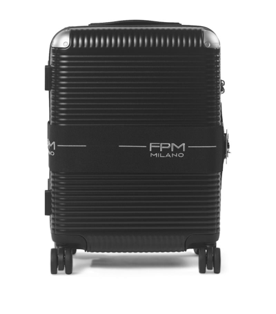 Fpm Milano Bank Zip Deluxe Checked Suitcase In Eclipse Black