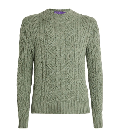 Ralph Lauren Purple Label Cashmere Cable-knit Sweater In Green