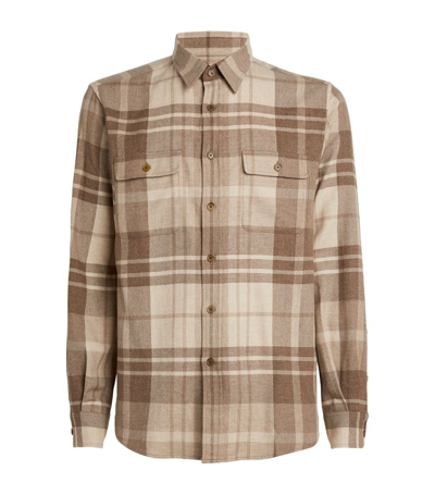 Ralph Lauren Purple Label Cashmere Silk Plaid Overshirt In Brown