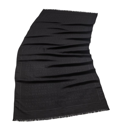 Bvlgari Womens Black Lettere Maxi Brand-pattern Wool And Silk Stole In Black