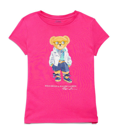 Ralph Lauren Kids' Cotton Summer Bear T-shirt (7-12 Years) In Pink