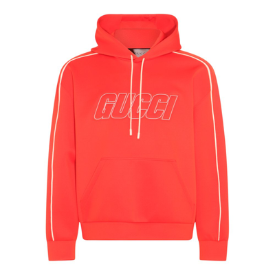 Gucci Drawstring Hooded Sweatshirt In Orange