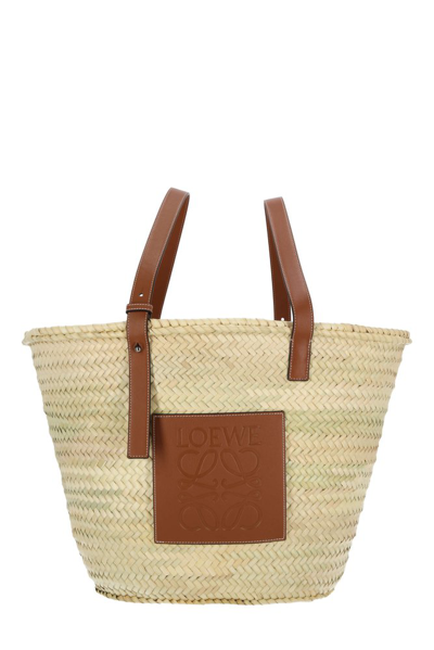 Loewe Large Basket Bag In Natural & Tan
