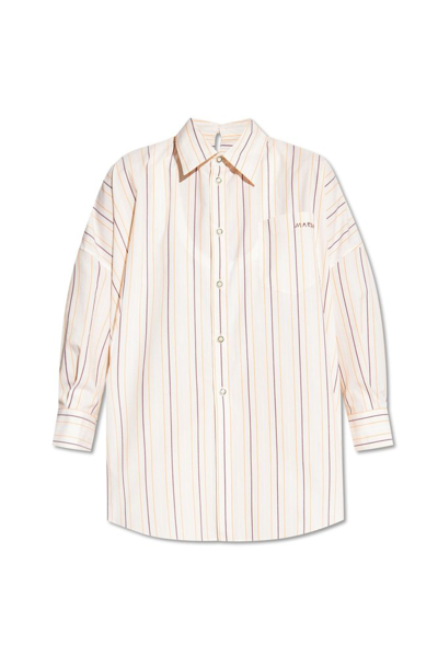 Marni Striped Cotton Shirt In Neutrals