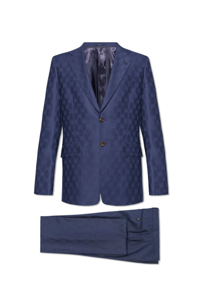 Gucci Gg Two Piece Tailoed Suit In Blue