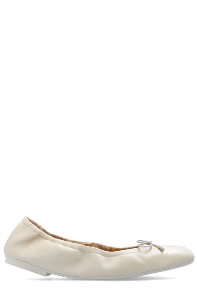 Stuart Weitzman Bardot 10mm Bow-detail Ballerina Shoes In Beige