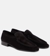 The Row New Soft Suede Loafers In Black