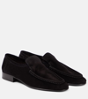 The Row Soft Suede Easy Loafers In Black