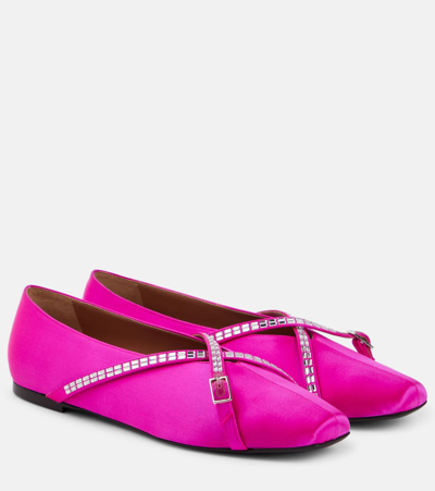 D’accori Cara Satin Ballet Flats In Pink