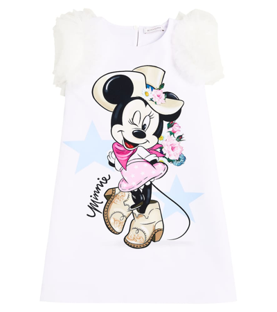 Monnalisa Kids' Printed Dress In White