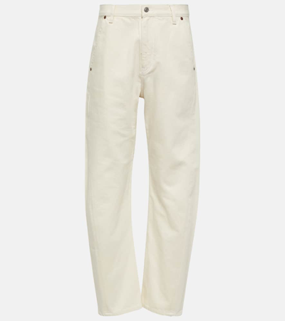 Victoria Beckham Logo Barrel-leg Jeans In White