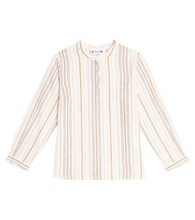 Bonpoint Kids' Artiste Striped Cotton Shirt In Neutrals