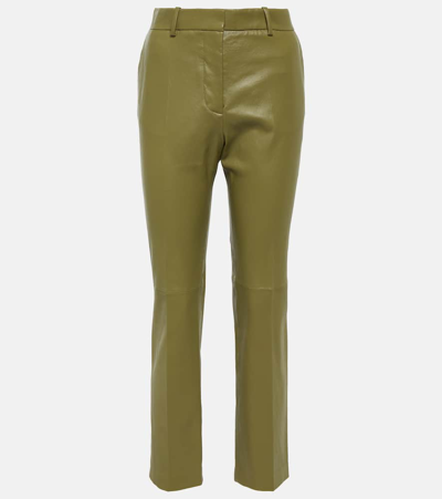 Joseph Coleman Leather Straight Pants In Green