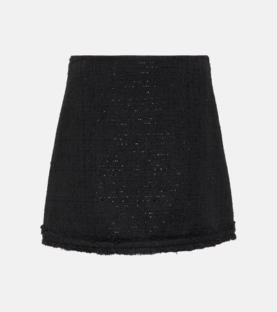 Versace Sequin-embellished Tweed Miniskirt In Black