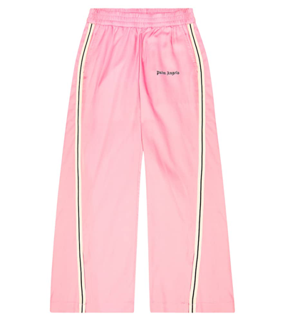 Palm Angels Kids' Logo Wide-leg Track Pants In Pink