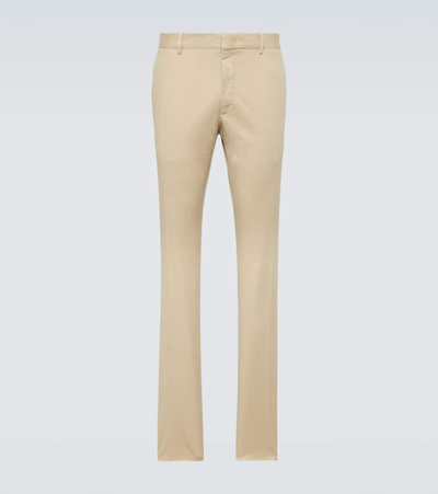 Zegna Cotton-blend Chinos In Beige