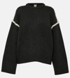 Totême Oversized Embroidered Wool And Cashmere-blend Sweater In Grey Melange