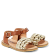 Petit Nord Ruffles Metallic Leather Sandals In Gold