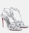 Christian Louboutin Tangueva Alta 100 Metallic Snake-effect Leather Sandals In Silver