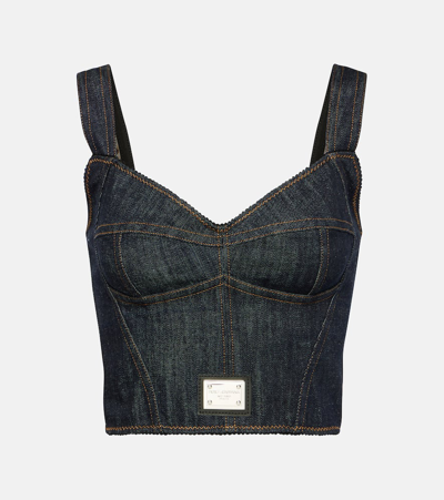 Dolce & Gabbana Denim Bustier In Black