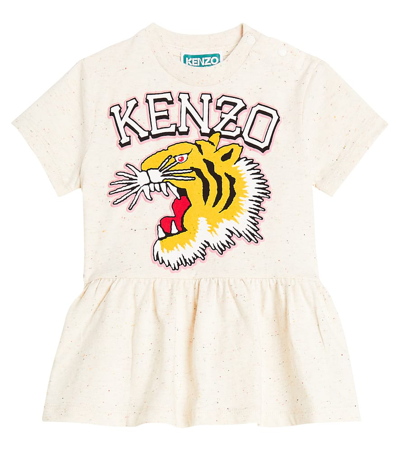 Kenzo Baby Logo Cotton Dress In White