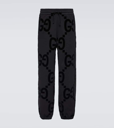 Gucci Jumbo Gg Cotton Jersey Sweatpants In Black