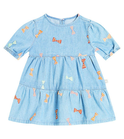 Stella Mccartney Babies' Bow-detail Denim Dress In Blue