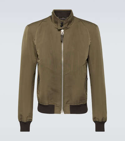 Tom Ford Cotton And Silk Bomber Jacket In Green