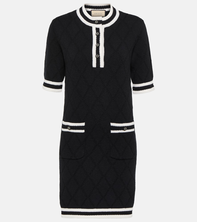 Gucci Stripe-trim Wool Minidress In Black