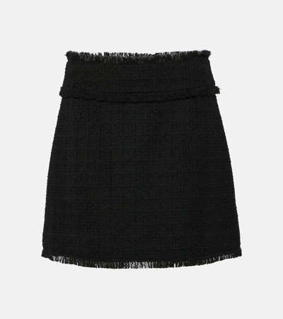 Dolce & Gabbana Wool-blend Tweed Miniskirt In Black