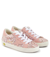 GOLDEN GOOSE SUPER-STAR GLITTER AND LEATHER SNEAKERS