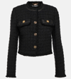 Versace Short Tweed Heritage Jacket In Black