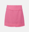 Dolce & Gabbana Frayed Wool-blend Tweed Mini Skirt In Pink